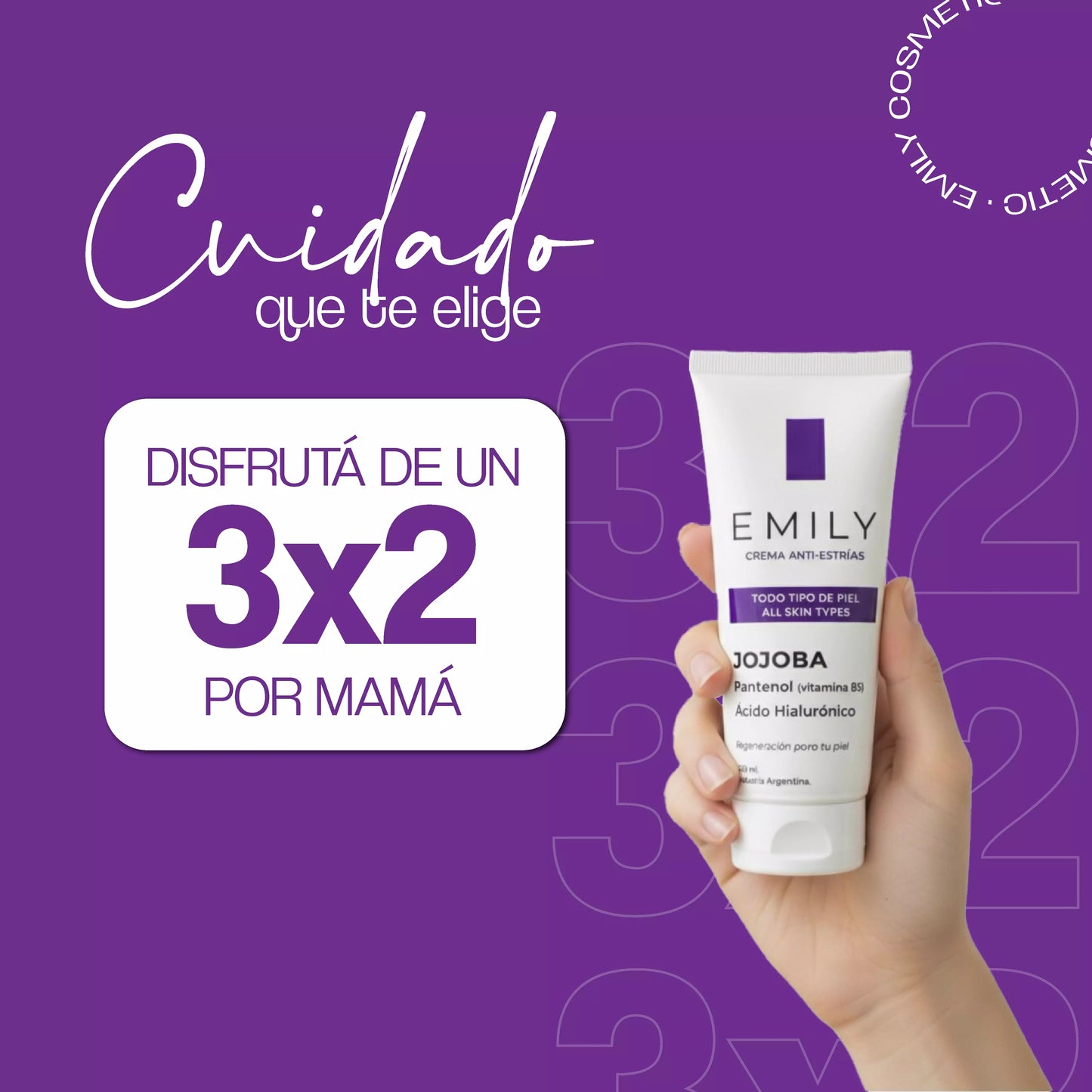 Crema para Estrías EMILY 200ml🧴🦵 con Jojoba, B5 y Ácido Hialurónico