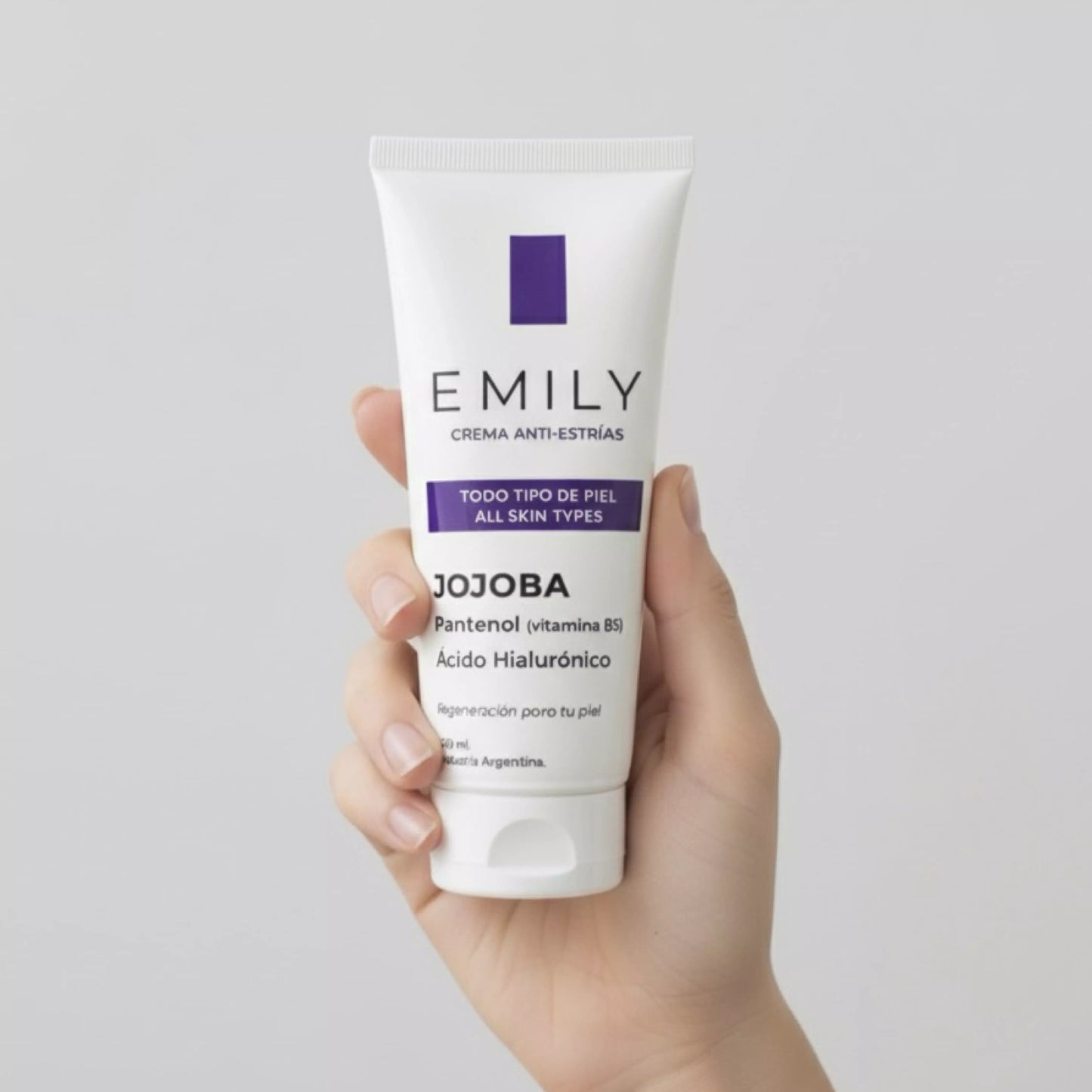 Crema para Estrías EMILY 200ml🧴🦵 con Jojoba, B5 y Ácido Hialurónico
