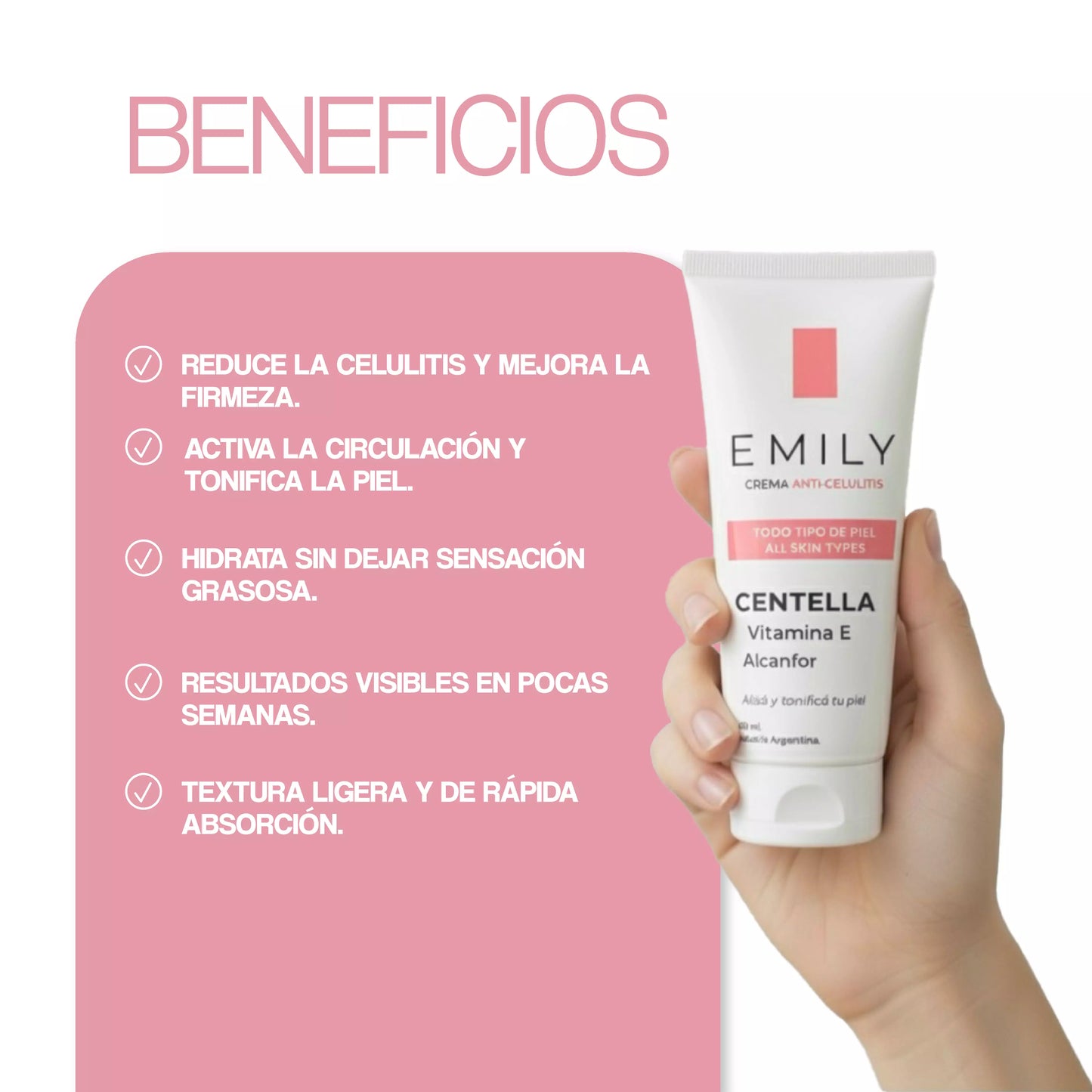 Crema para Celulitis EMILY 200ml🧴🦵 con Centella y Vitamina E