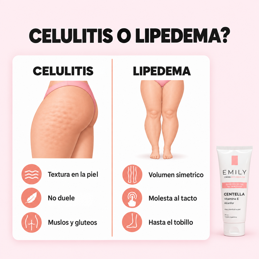 Crema Emily para piernas con lipedema y celulitis