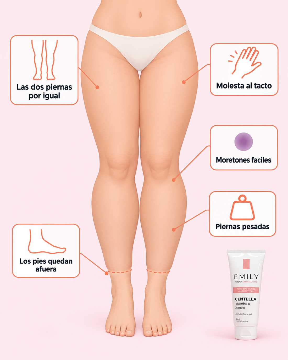 Crema Emily para piernas con lipedema y celulitis