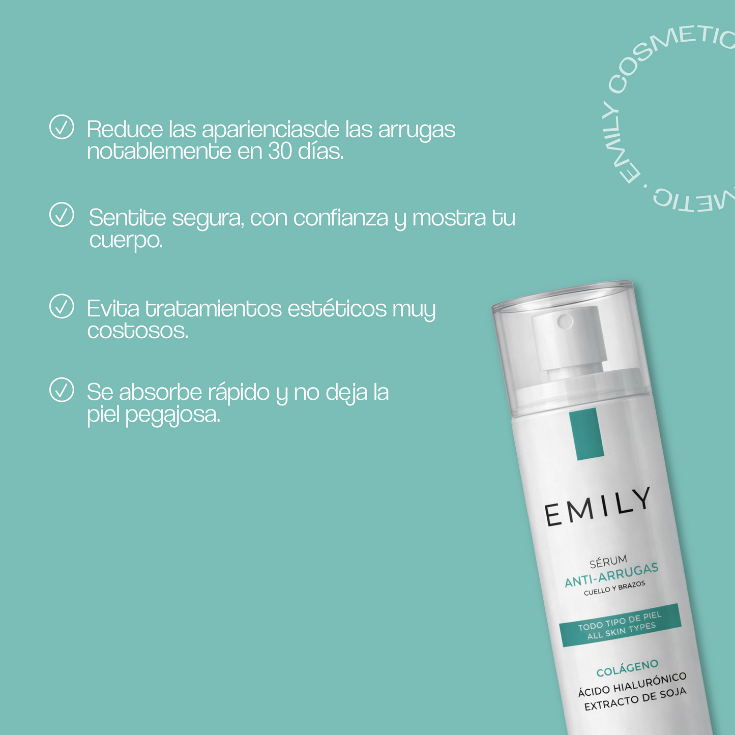 Sérum Antiarrugas para Cuello y Brazos – Colágeno + Ácido Hialurónico (100 ml)