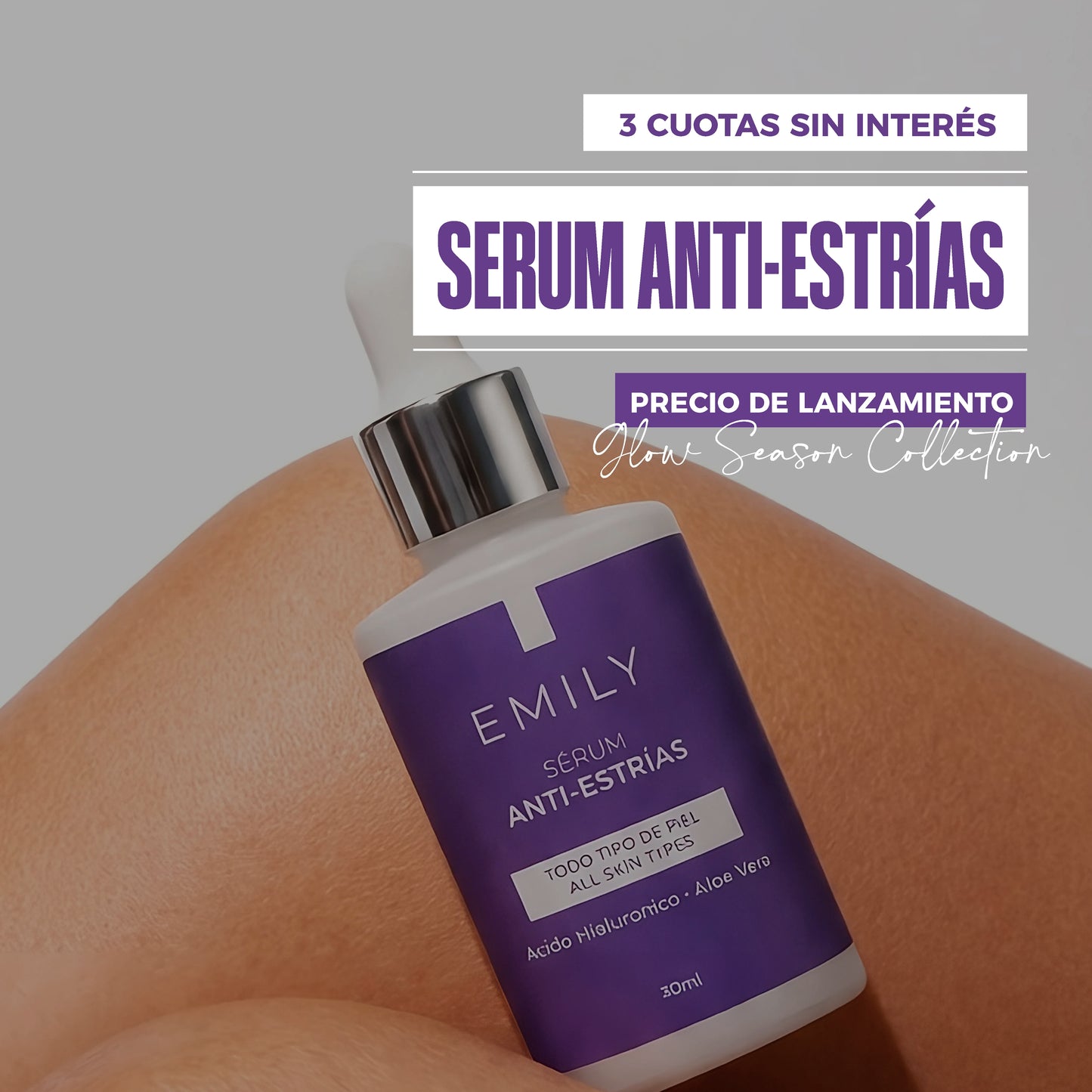 Sérum Anti-Estrías con Ácido Hialurónico, Aloe Vera y Ortiga - 30ml 🔥HOT SALE🔥