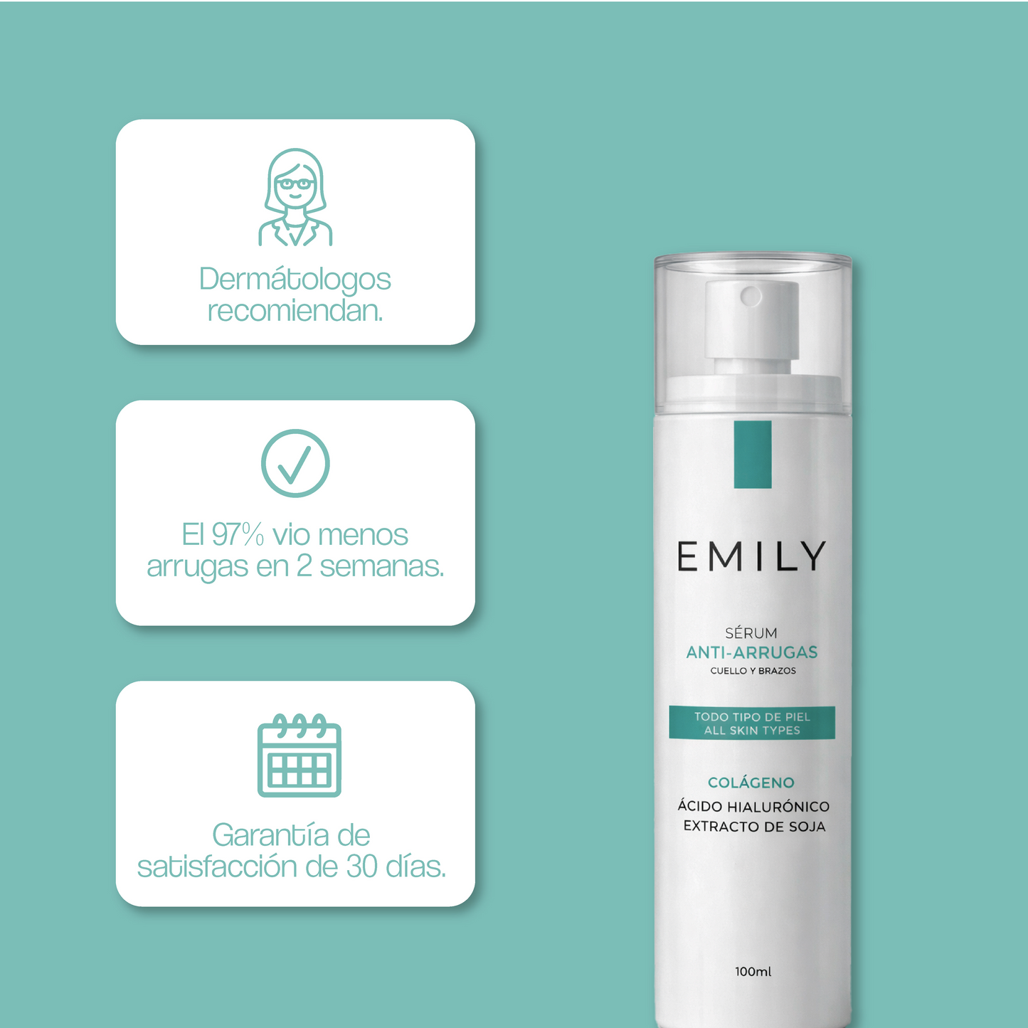 Sérum Antiarrugas para Cuello y Brazos – Colágeno + Ácido Hialurónico (100 ml)