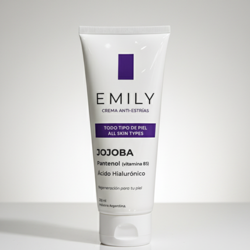 Crema para Estrías EMILY 200ml🧴🦵 con Jojoba, B5 y Ácido Hialurónico