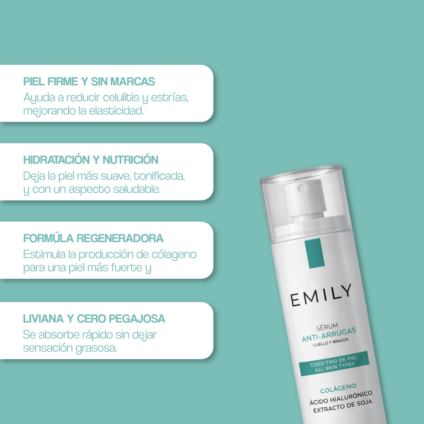 Sérum Antiarrugas para Cuello y Brazos – Colágeno + Ácido Hialurónico (100 ml)