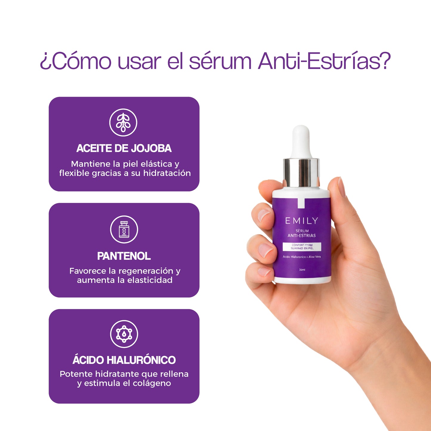 Sérum Anti-Estrías con Ácido Hialurónico, Aloe Vera y Ortiga - 30 ml