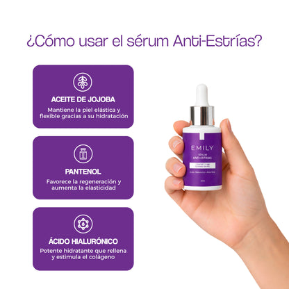 Sérum Anti-Estrías con Ácido Hialurónico, Aloe Vera y Ortiga - 30 ml