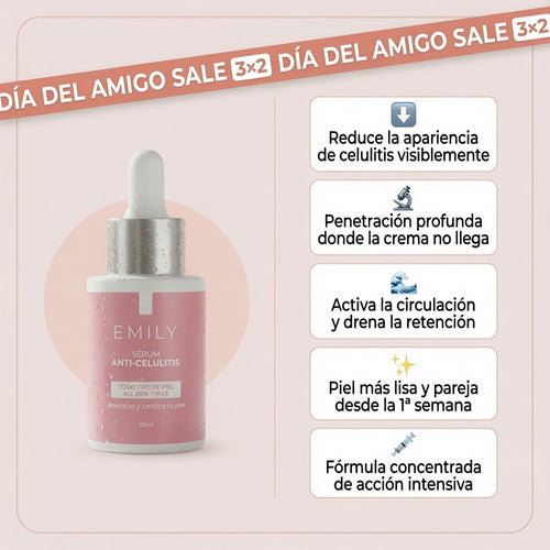 Sérum Anticelulitis con Ácido Hialurónico, Centella Asiática y Té Verde – 30 ml